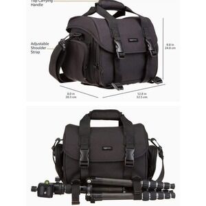 Amazon Basics Large DSLR Gadget Bag, Black with Orange Interior, Solid